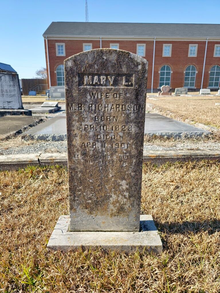 Grave of Mary L. (James) Richardson, Cain's Chapel Cemetery, Holtville