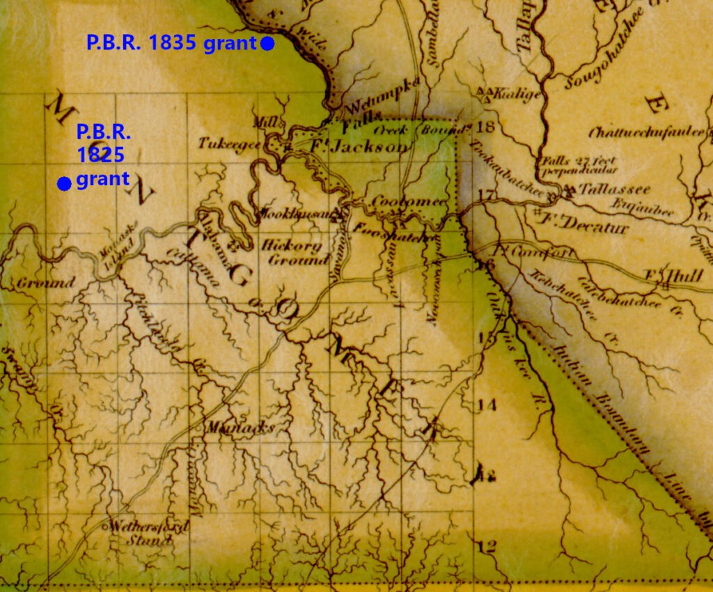 Peter B. Richardson's land grants on 1818 John Melish map, showing Federal Road.