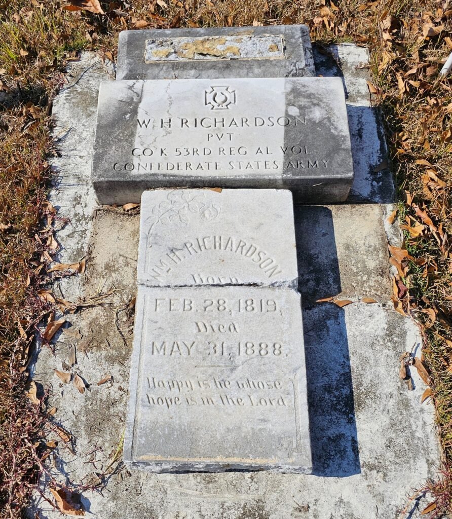 Tombstone of William H. Richardson in Dec 2024 (my photo), Cain's Chapel Cemetery, Holtville.