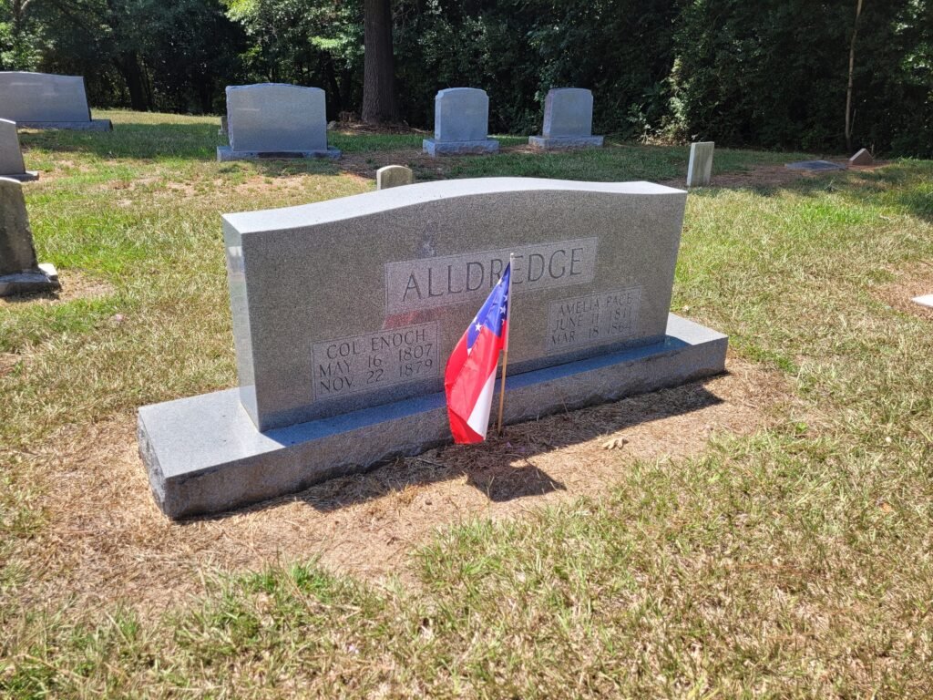Graves of Enoch and Amelia (Pace) Alldredge at Alldredge Cemetery.