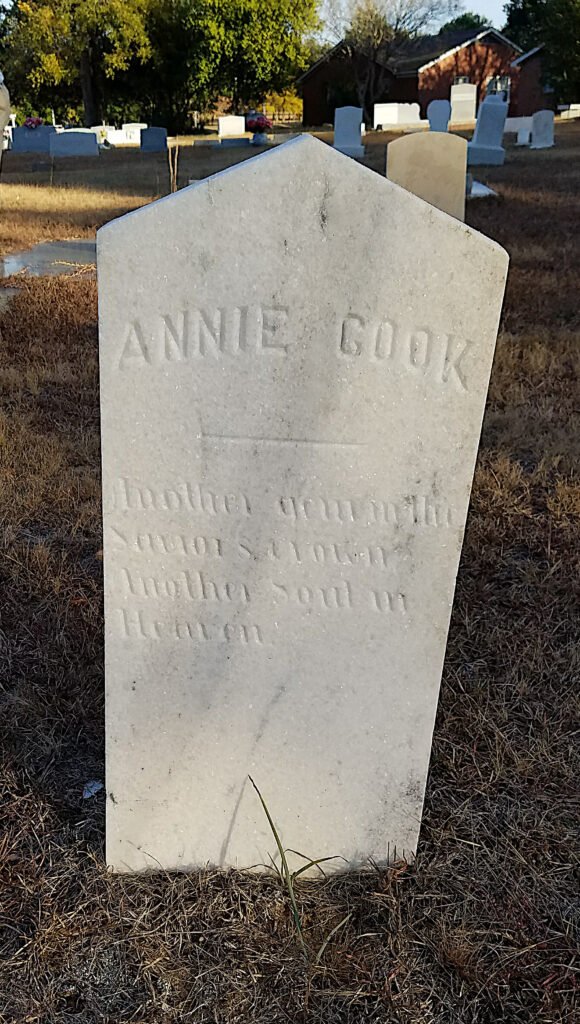 Grave of Ann (Ethridge) Cook, d. ca. 1864, Liberty Church, Autauga County, Alabama.