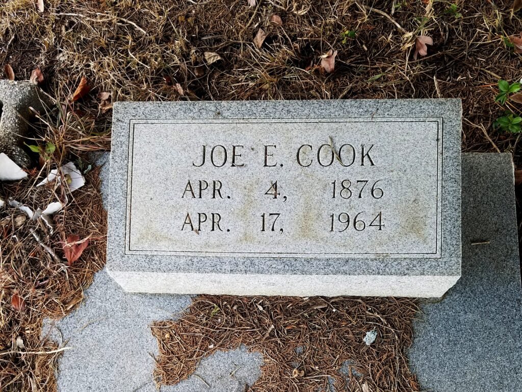 Joe E. Cook headstone, Liberty Cemetery.