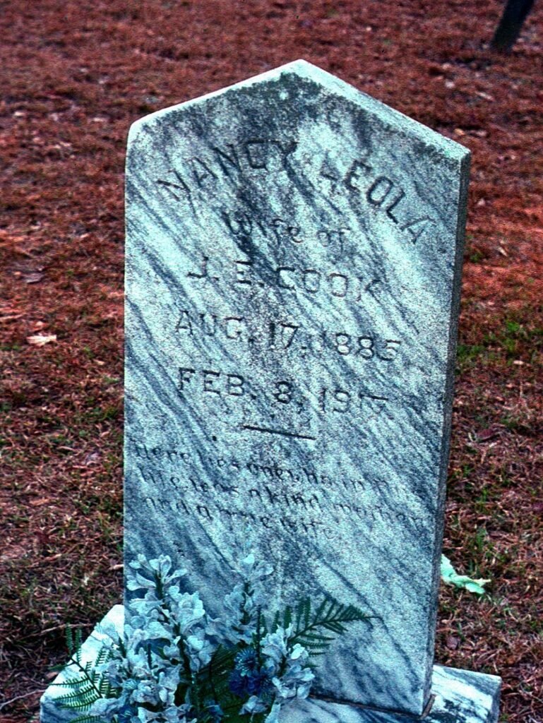 Nancy Leola Cook headstone, Liberty Cemetery.